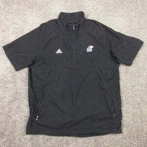 Kansas Jayhawks Jacket Mens Large Black 1/4 Zip Windbreaker Short Sleeve Coach